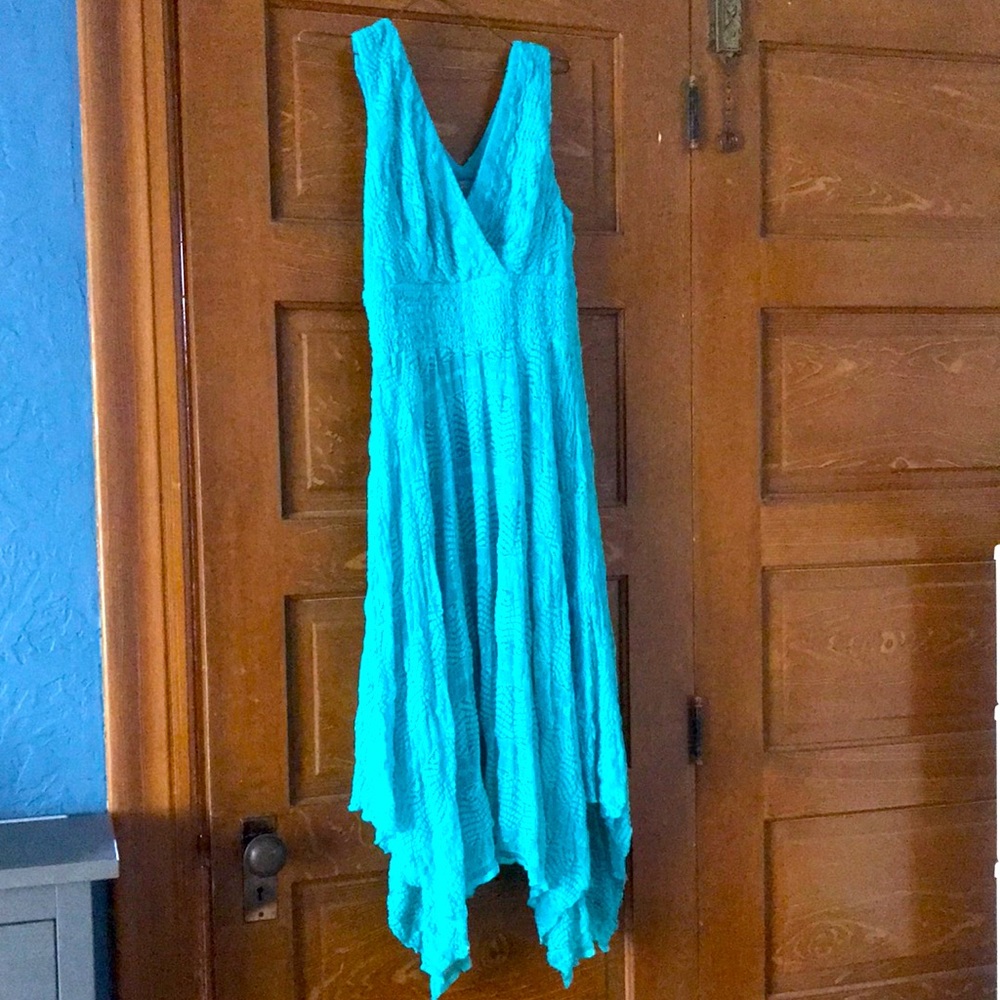 Handkerchief lace smocked waist dress